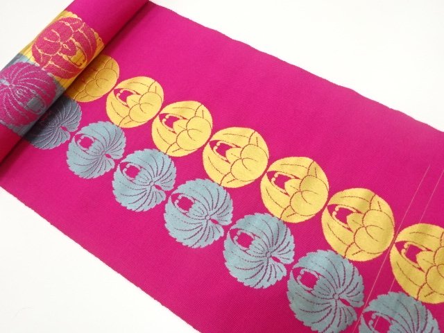 JAPANESE KIMONO / ANTIQUE CHIKUZEN HAKATA / EIGHT-SIDED OBI FABRIC BOL